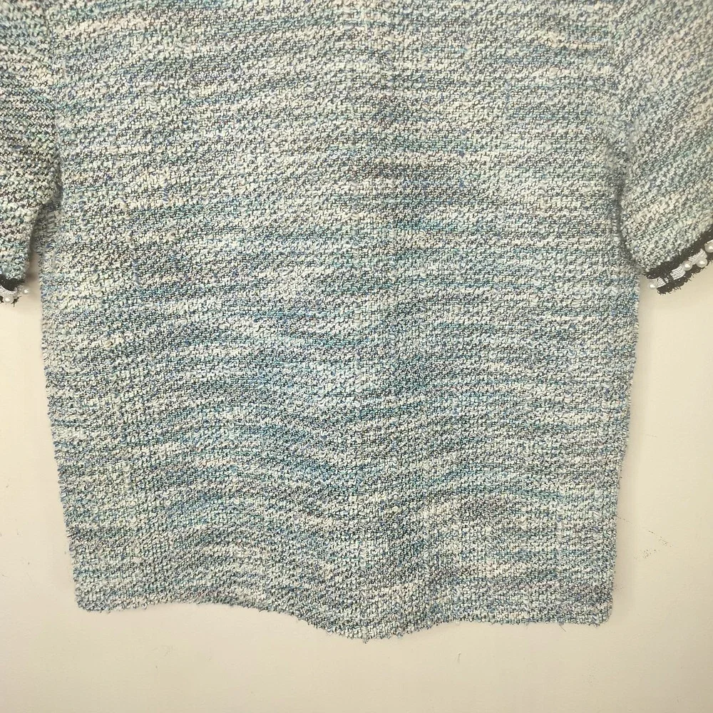 Zara Tweed‎ Textured Top Pearl Embellished Fringe